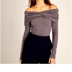 Club Monaco Off-Shoulder knit top - dusty purple